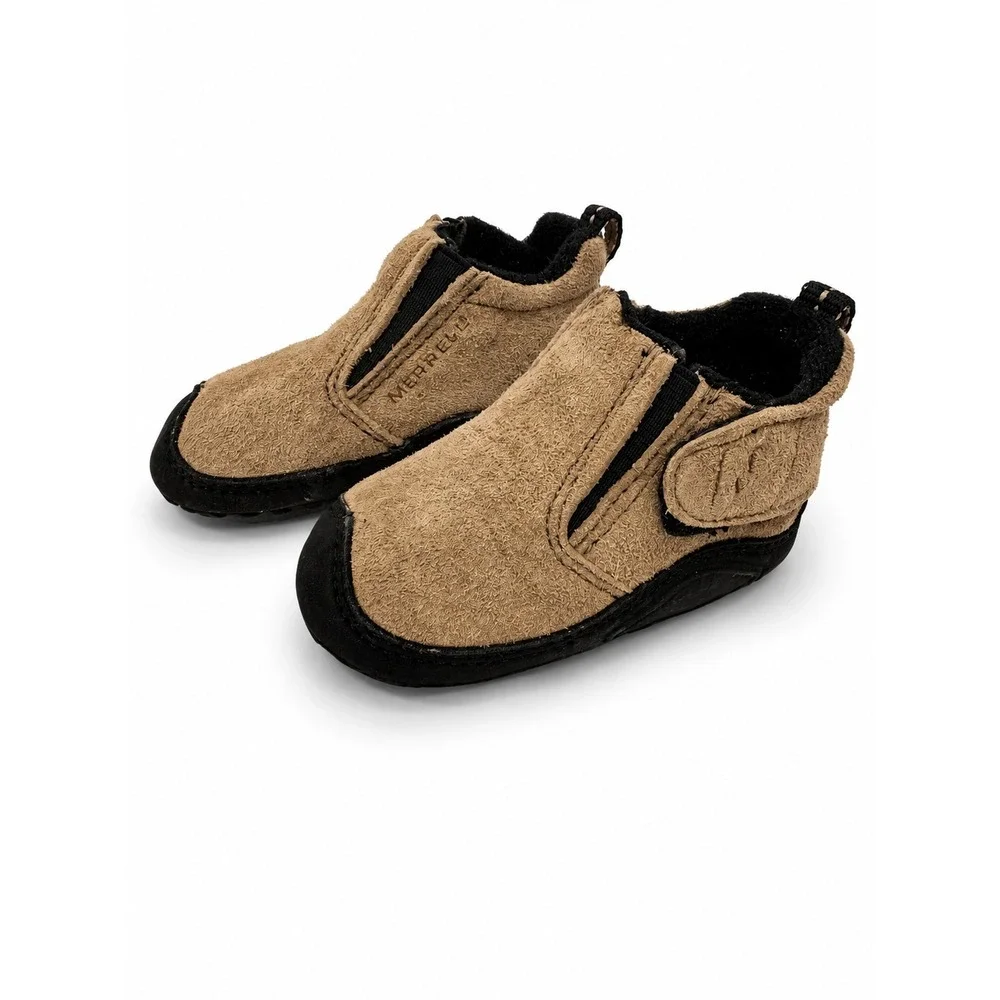 MERRELL My First Merrells Infant Shoes 3-6 Months Suede Leather Baby Booties Tan